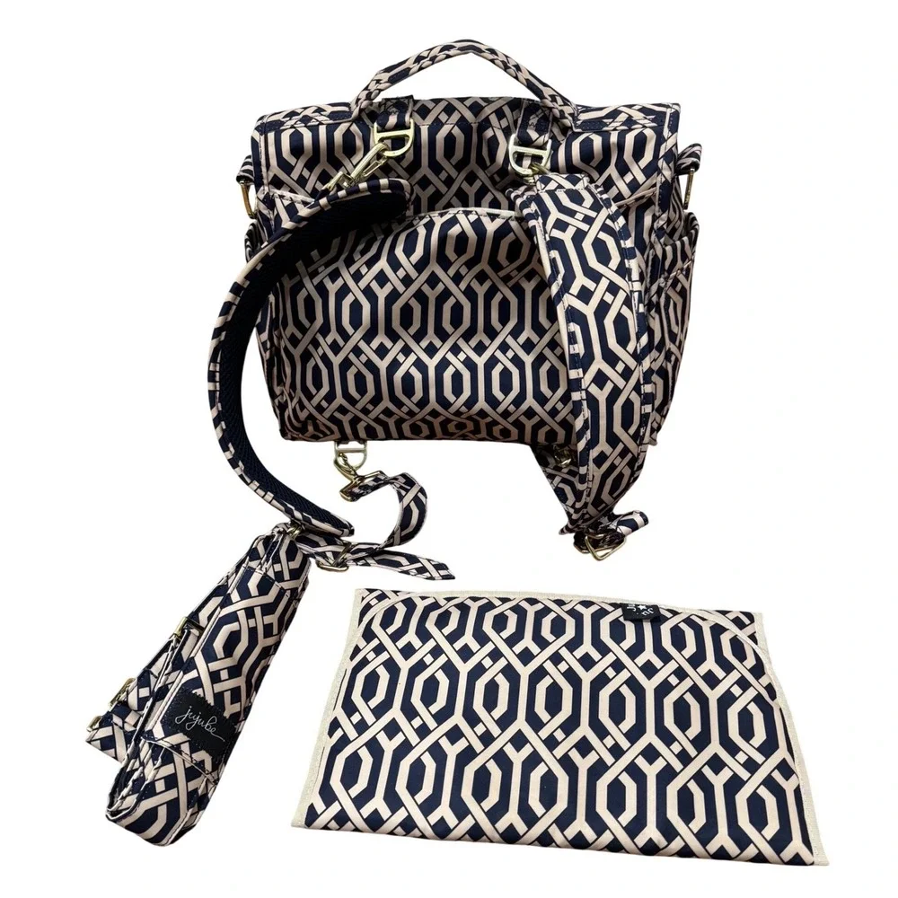 Jujube‎ BFF Diaper Bag Duchess Navy Cream Geometric Backpack Messenger Bag